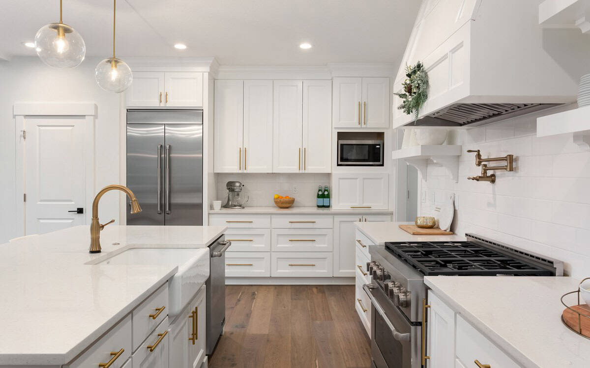 white walls and cabinets